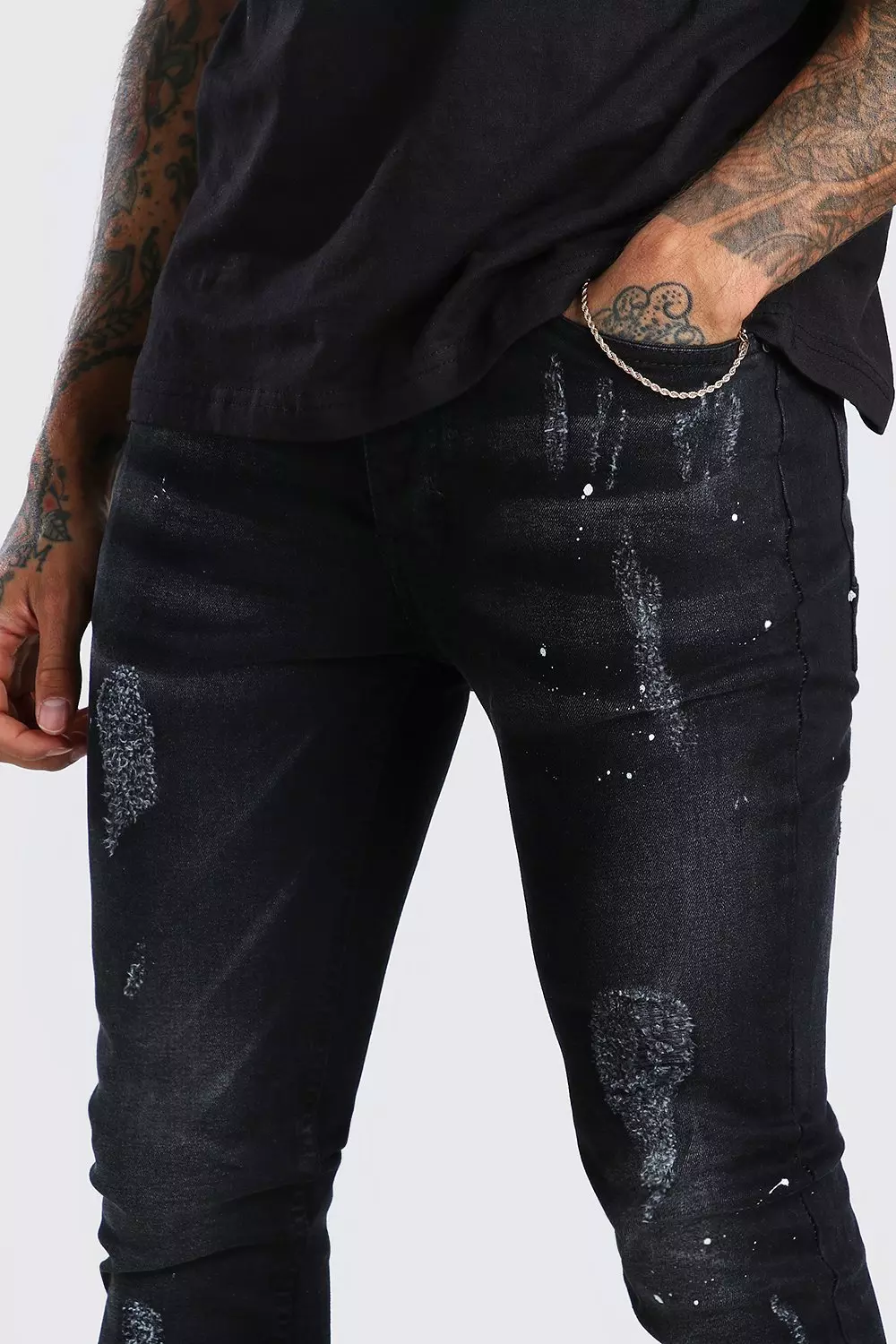 Distressed paint hot sale splatter jeans